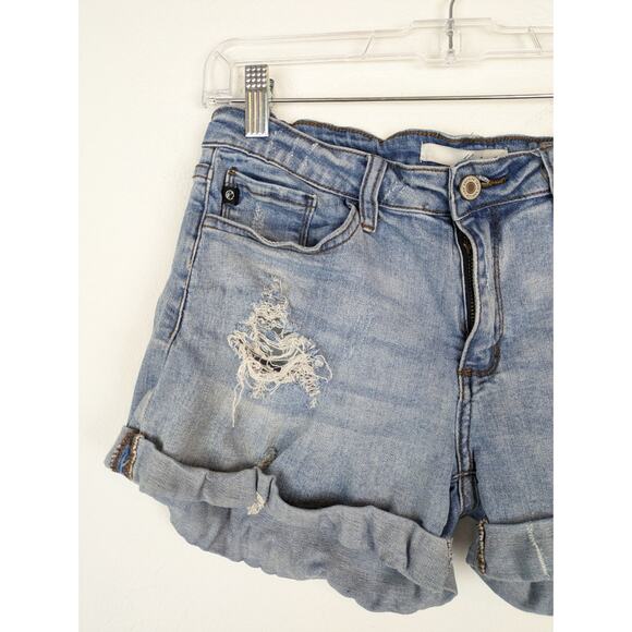 Kancan Jean Shorts Denim Distressed Spring Summer Grunge Boho Light Blue Size 28 - Picture 2 of 10